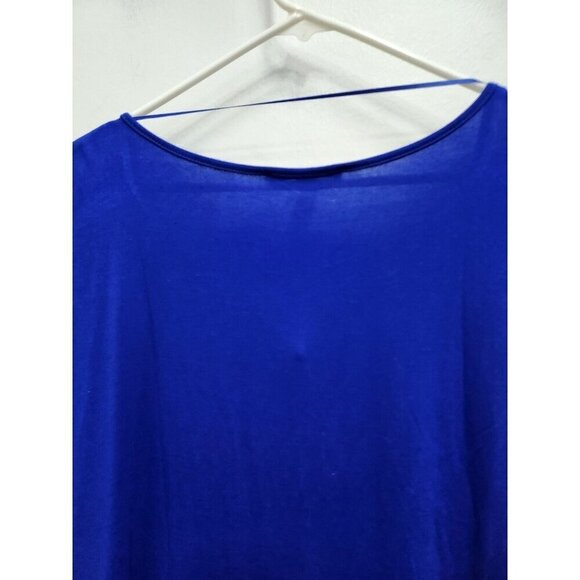 Cable & Gauge Womens Blue Mesh Shoulder Top Size 2X Short Dolman Sleeve Boxy - Picture 8 of 9